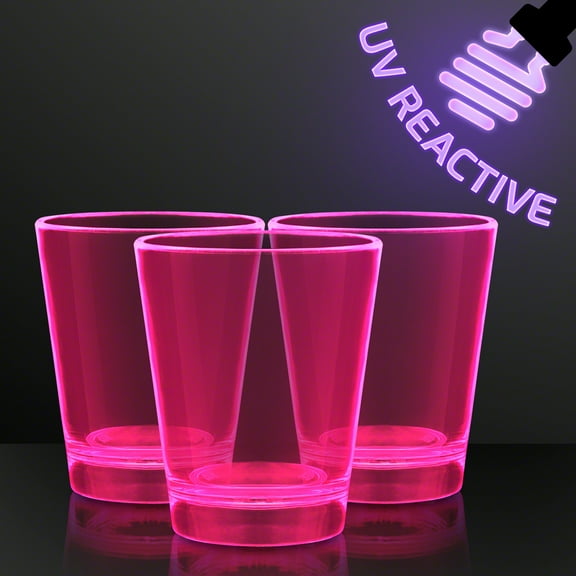 FlashingBlinkyLights 1.5 oz. Pink Glow Neon UV Reactive Shot Glasses (Set of 12)