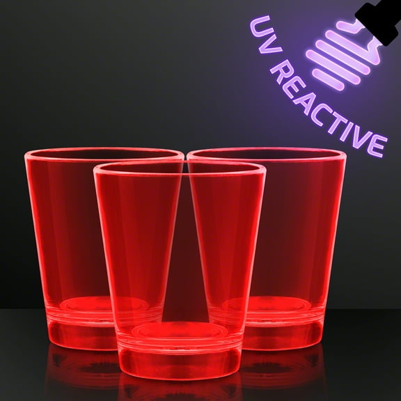 FlashingBlinkyLights 1.5 oz. Red Glow Neon UV Reactive Shot Glasses (Set of 12)
