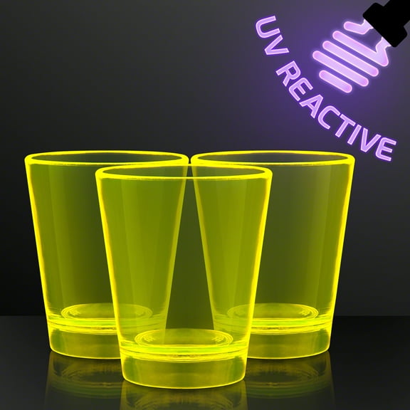 FlashingBlinkyLights 1.5 oz. Yellow Neon UV Reactive Shot Glasses (Set of 12)