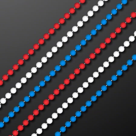 FlashingBlinkyLights 7mm Round Beads Red / White / Blue Assortment 33" (Non-Light Up) (Set of 12)