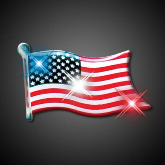 FlashingBlinkyLights American Flag Flashing LED Light Up Body Light Pins