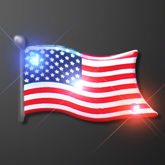 FlashingBlinkyLights American Flag Flashing LED Light Up Body Light Pins