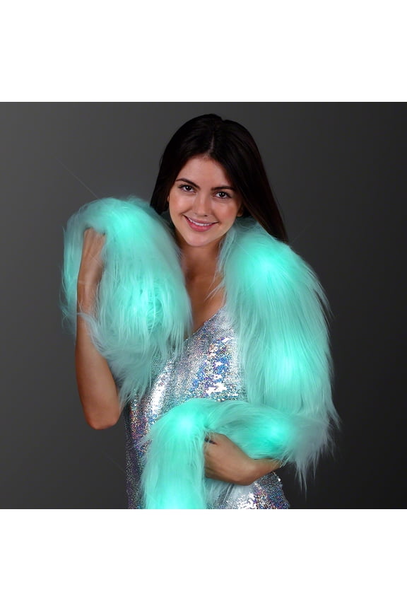 FlashingBlinkyLights Aqua Glam Light Up LED Faux Fur Boa