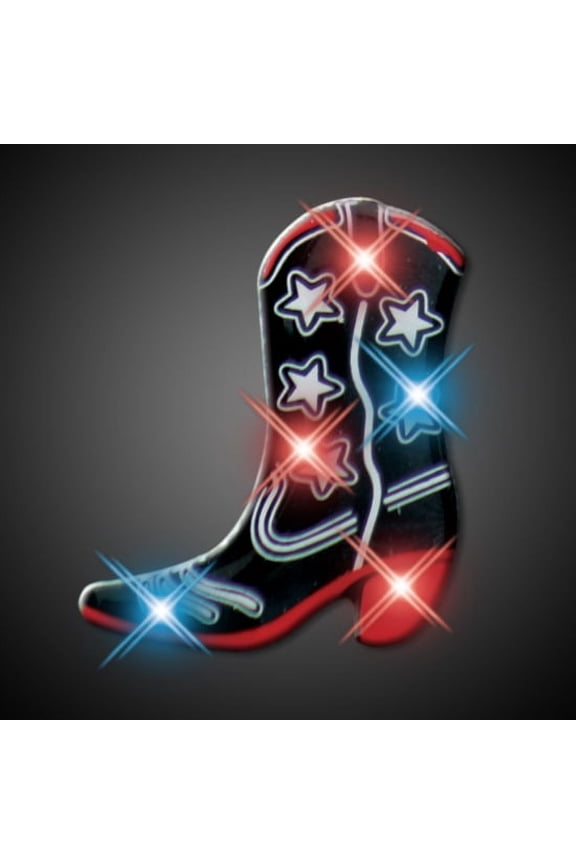 FlashingBlinkyLights Black Cowboy Boot Flashing Blinking Light Up Body Lights Pins