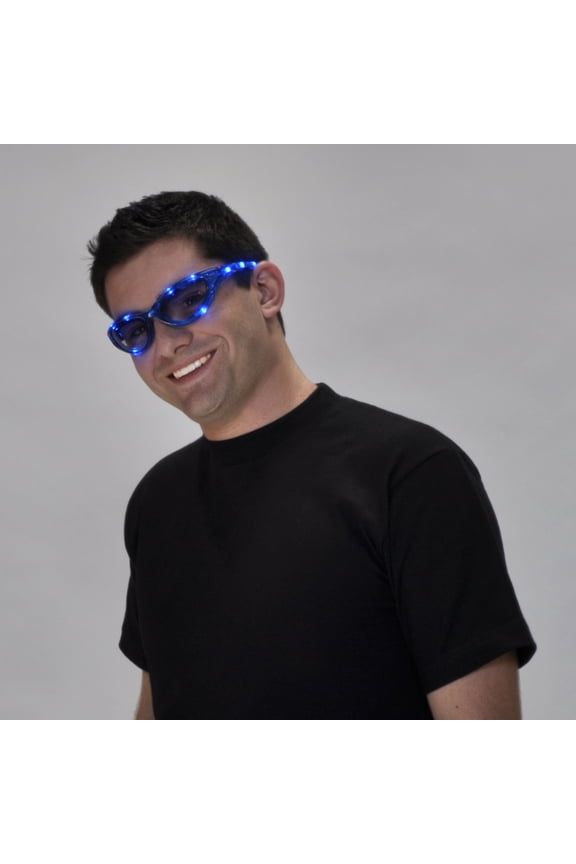 FlashingBlinkyLights Blue Light Up Flashing LED Sunglasses