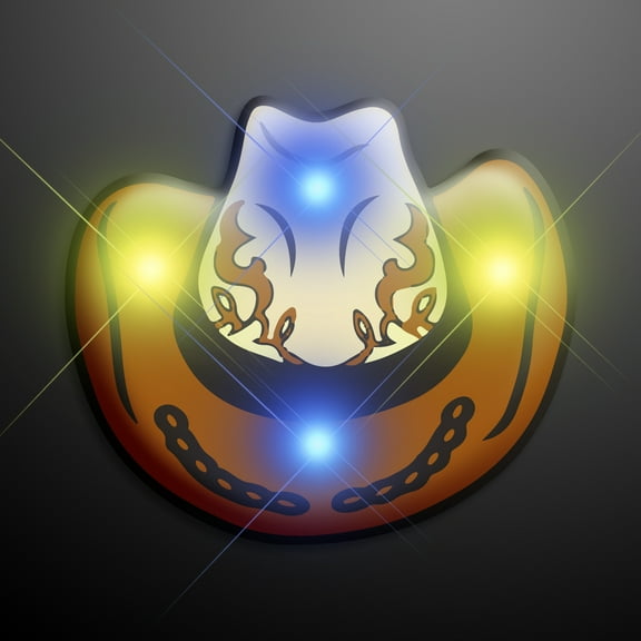 FlashingBlinkyLights Cowboy Hat Flashing Blinking Light Up Body Lights Pins