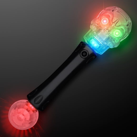 FlashingBlinkyLights Crazy Eyes LED Crystal Skull Toy Wand with Sound