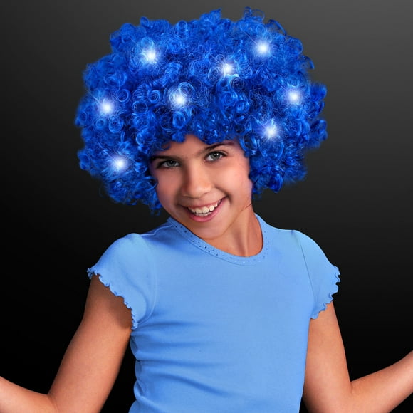 FlashingBlinkyLights Curly Clown Wig with Flashing LEDs