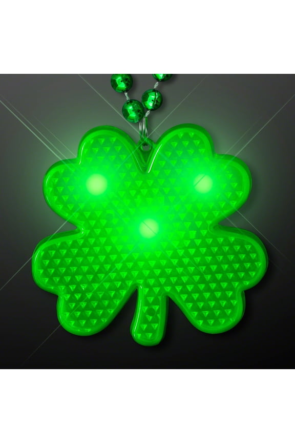 FlashingBlinkyLights Flashing LED Shamrock Charm on Beads Necklace