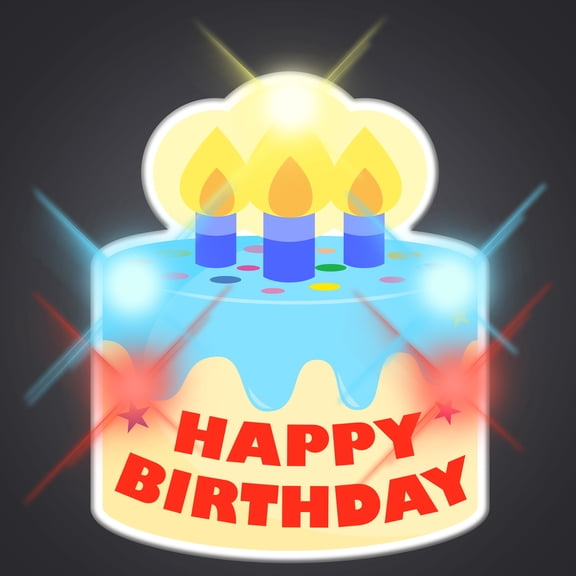 FlashingBlinkyLights Happy Birthday Cake Light Up Flashing LED Lapel Pins (Set of 25)