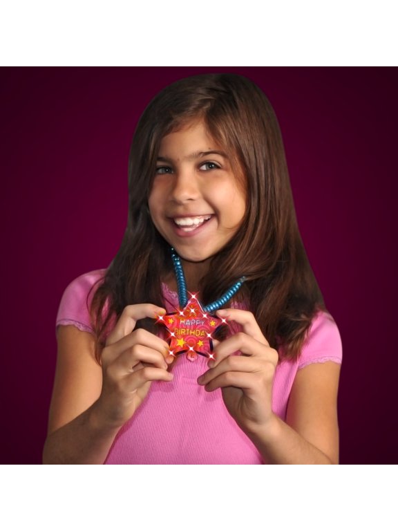 FlashingBlinkyLights Happy Birthday Star Flashing LED Necklace