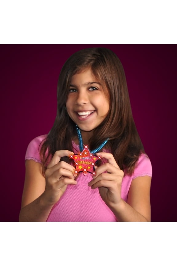 FlashingBlinkyLights Happy Birthday Star Flashing LED Necklace