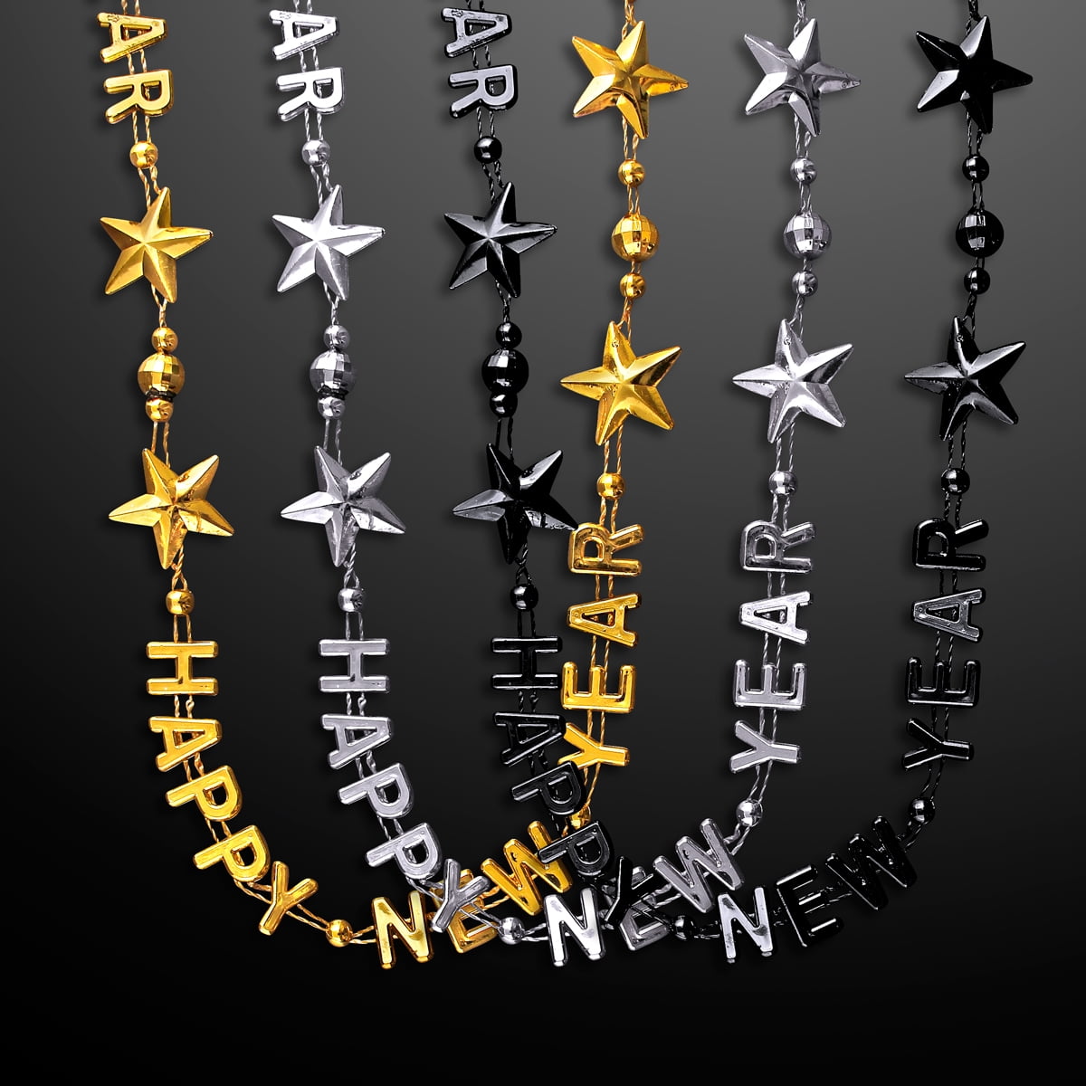 FlashingBlinkyLights Happy New Year Party Beads (Set of 12)