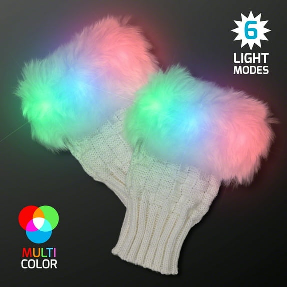FlashingBlinkyLights LED Fuzzy Fingerless Glow Gloves