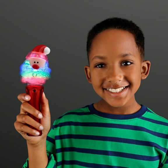FlashingBlinkyLights LED Santa Claus Wand Spinning Light Toy (Set of 12)