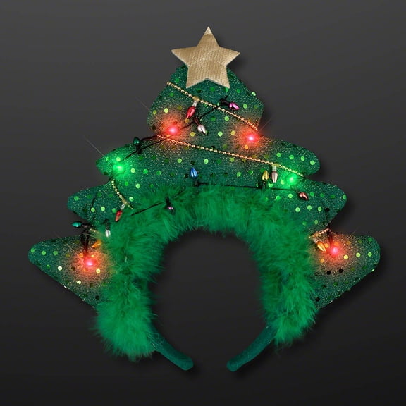 FlashingBlinkyLights LED Sparkling Christmas Tree Light Up Headband