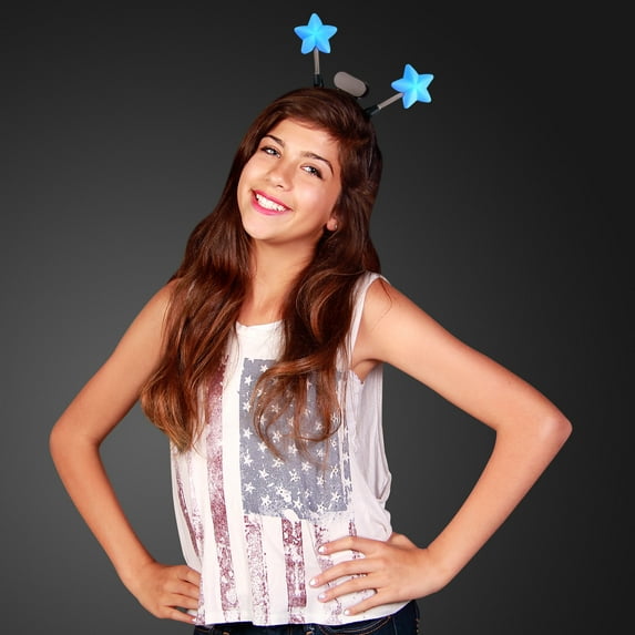 FlashingBlinkyLights Light Up Blue Star Head Boppers Headband