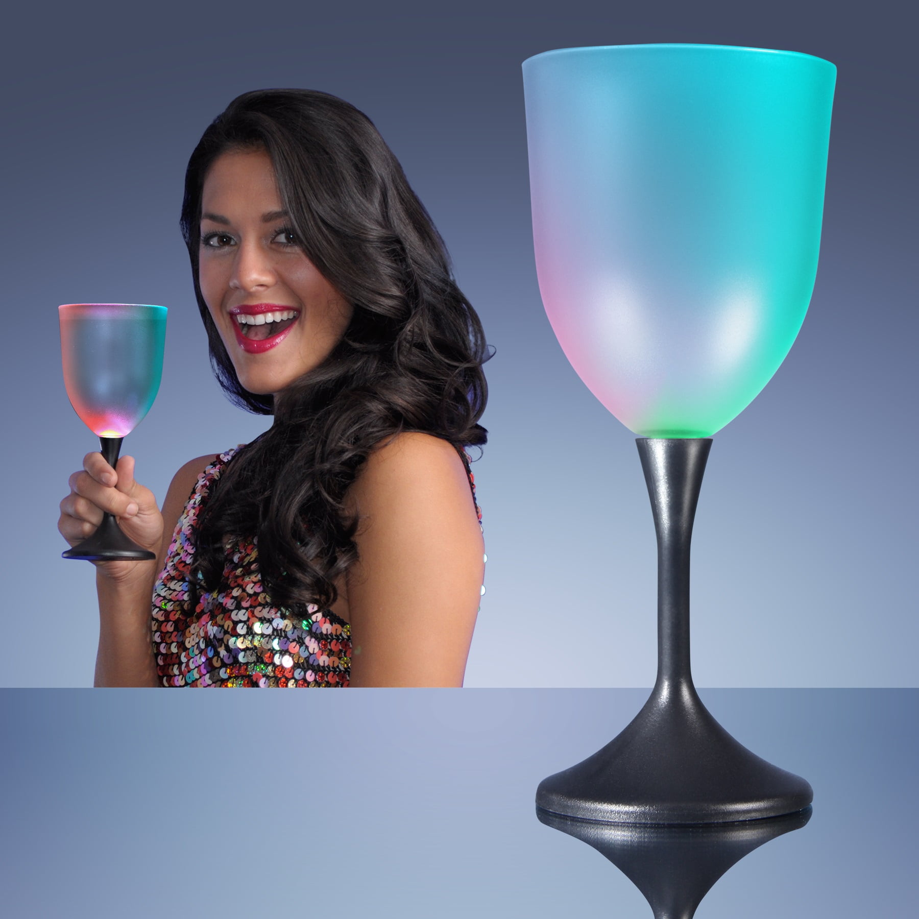 FlashingBlinkyLights Light Up LED Frosted Wine Glass Black Base -  Walmart.com