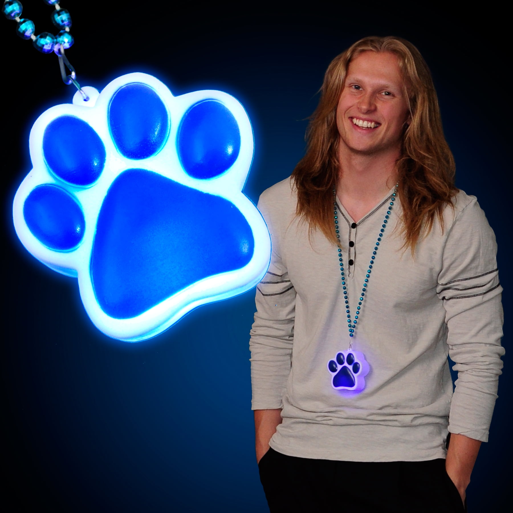 FlashingBlinkyLights Light Up Paw Print Charm Necklace