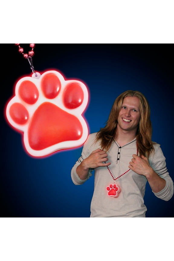 FlashingBlinkyLights Light Up Paw Print Charm Necklace