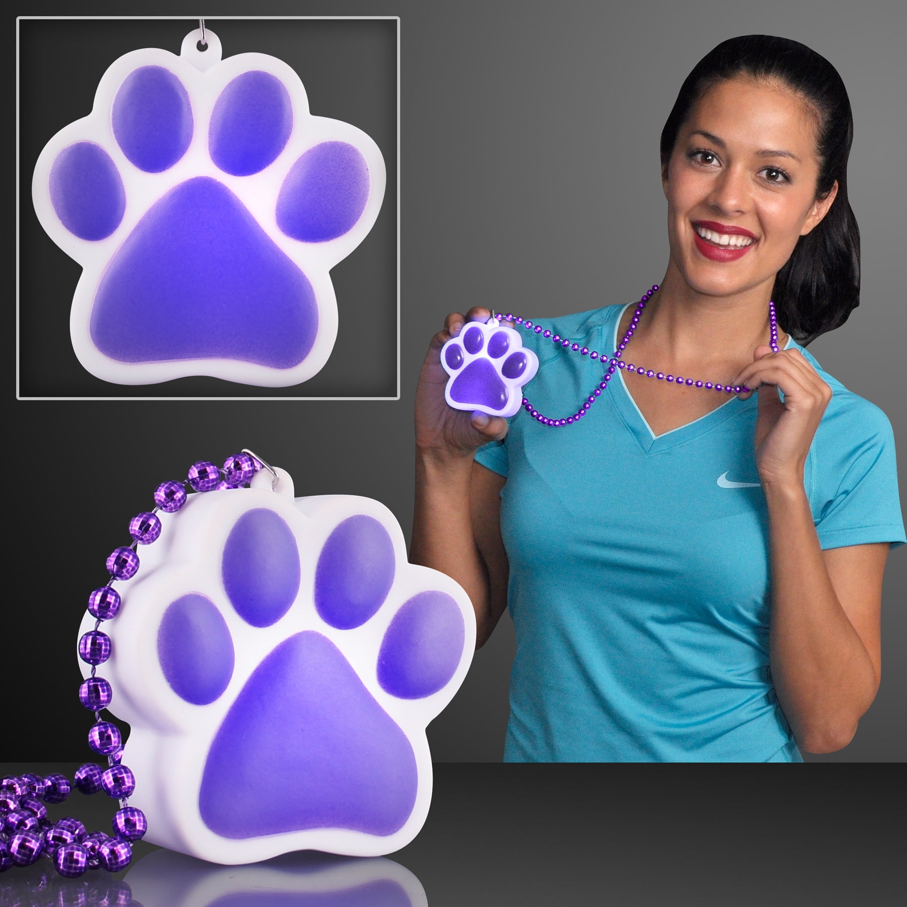 FlashingBlinkyLights Light Up Paw Print Charm Necklace