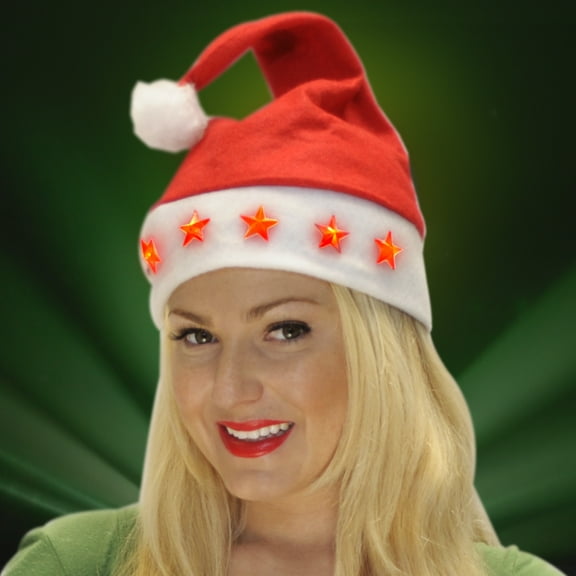 FlashingBlinkyLights Light Up Santa Hat with Stars