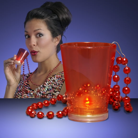 FlashingBlinkyLights Light Up Shot Glass on Party Beads