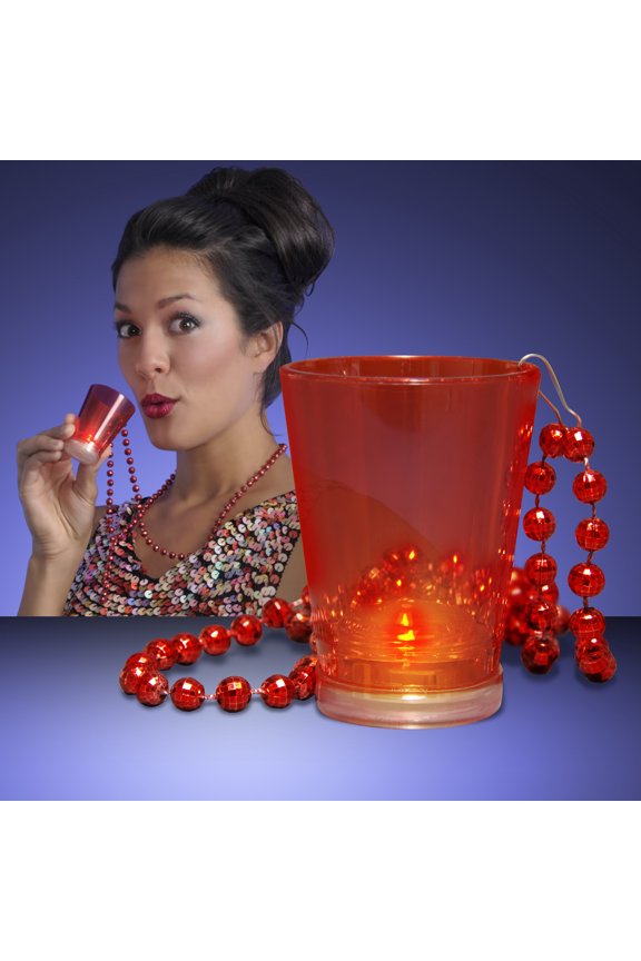 FlashingBlinkyLights Light Up Shot Glass on Party Beads