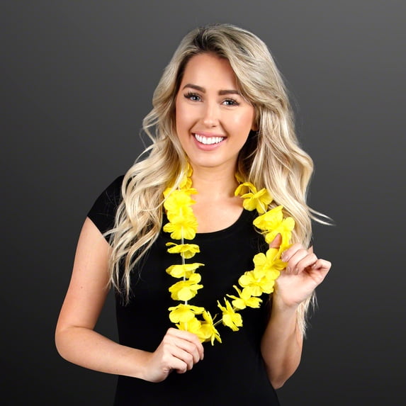 FlashingBlinkyLights Non-Light Up Flower Lei Necklaces (Set of 12)
