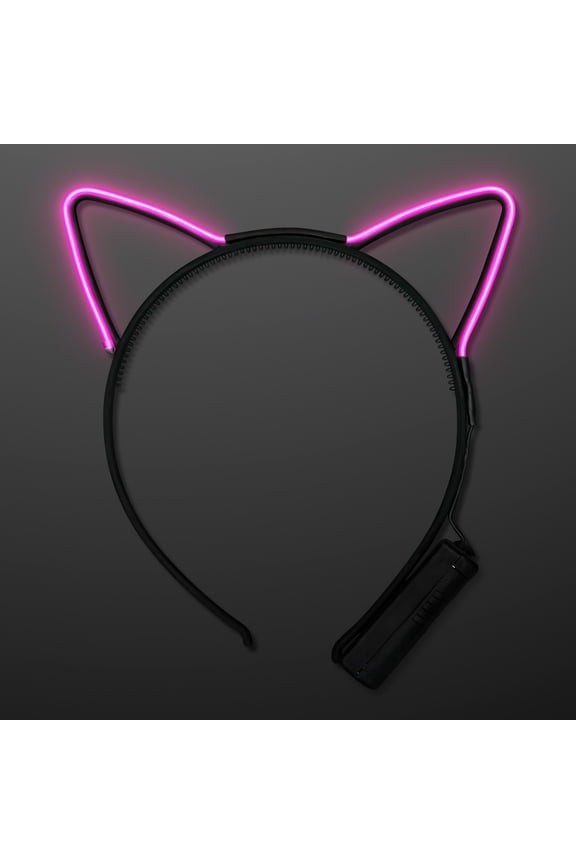 FlashingBlinkyLights Pink EL Wire Cat Ears Headband