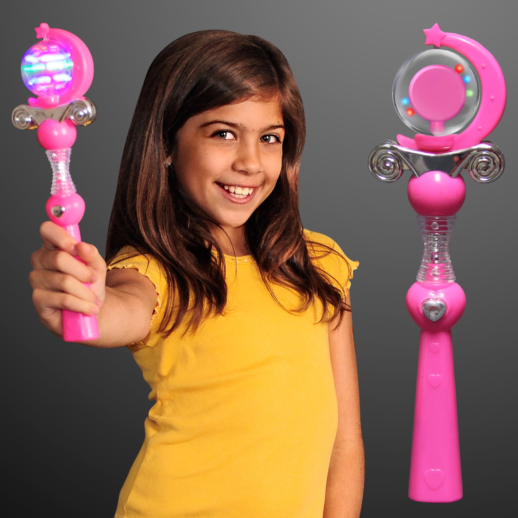 FLASHING BLINKY LIGHTS FlashingBlinkyLights Pink Magic Spinning Long Handle Light Up Princess Wand