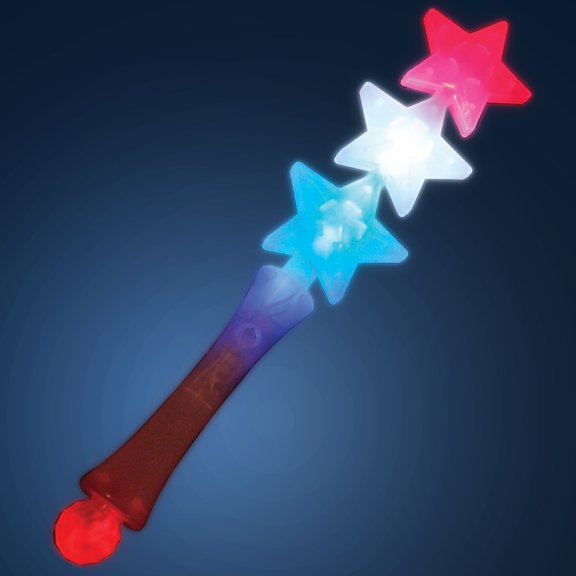 FlashingBlinkyLights Red, White & Blue Triple Star Light Up Flashing Wand