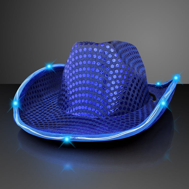 FlashingBlinkyLights Sequin Cowboy Hat with LED Brim  display picture 2