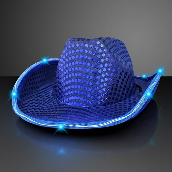 FlashingBlinkyLights Sequin Cowboy Hat with LED Brim