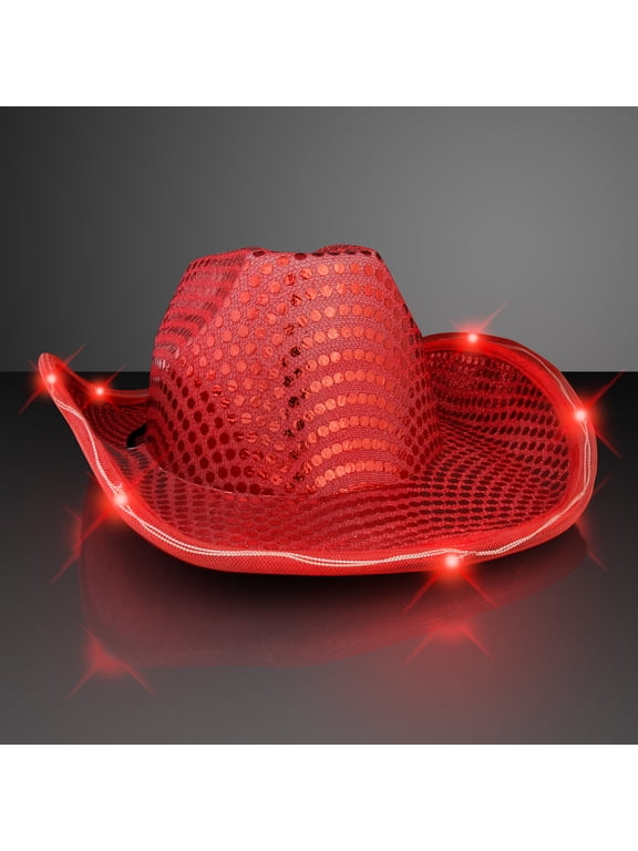 FlashingBlinkyLights Sequin Cowboy Hat with LED Brim