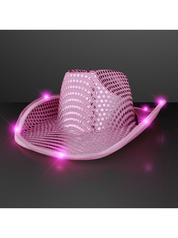 FlashingBlinkyLights Sequin Cowboy Hat with LED Brim