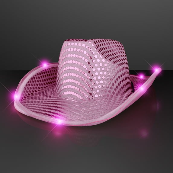 FlashingBlinkyLights Sequin Cowboy Hat with LED Brim