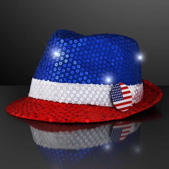 FlashingBlinkyLights Sequin Flashing Fedoras with Blinking LEDs