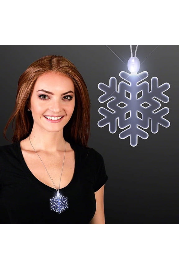 FlashingBlinkyLights White Winter Snowflake Light Up LED Necklace