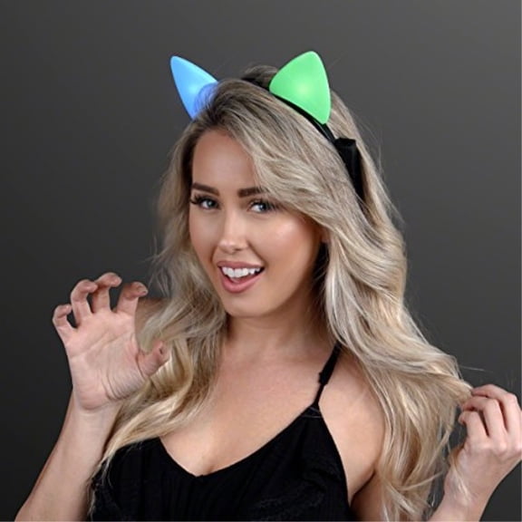 glowing color changing led cat ears headband
