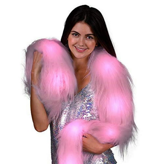 FlashingBlinkyLights Pink Glam Light Up LED Faux Fur Boa