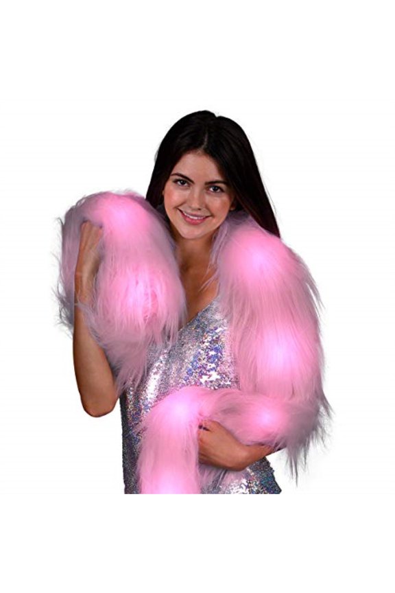 FlashingBlinkyLights Pink Glam Light Up LED Faux Fur Boa