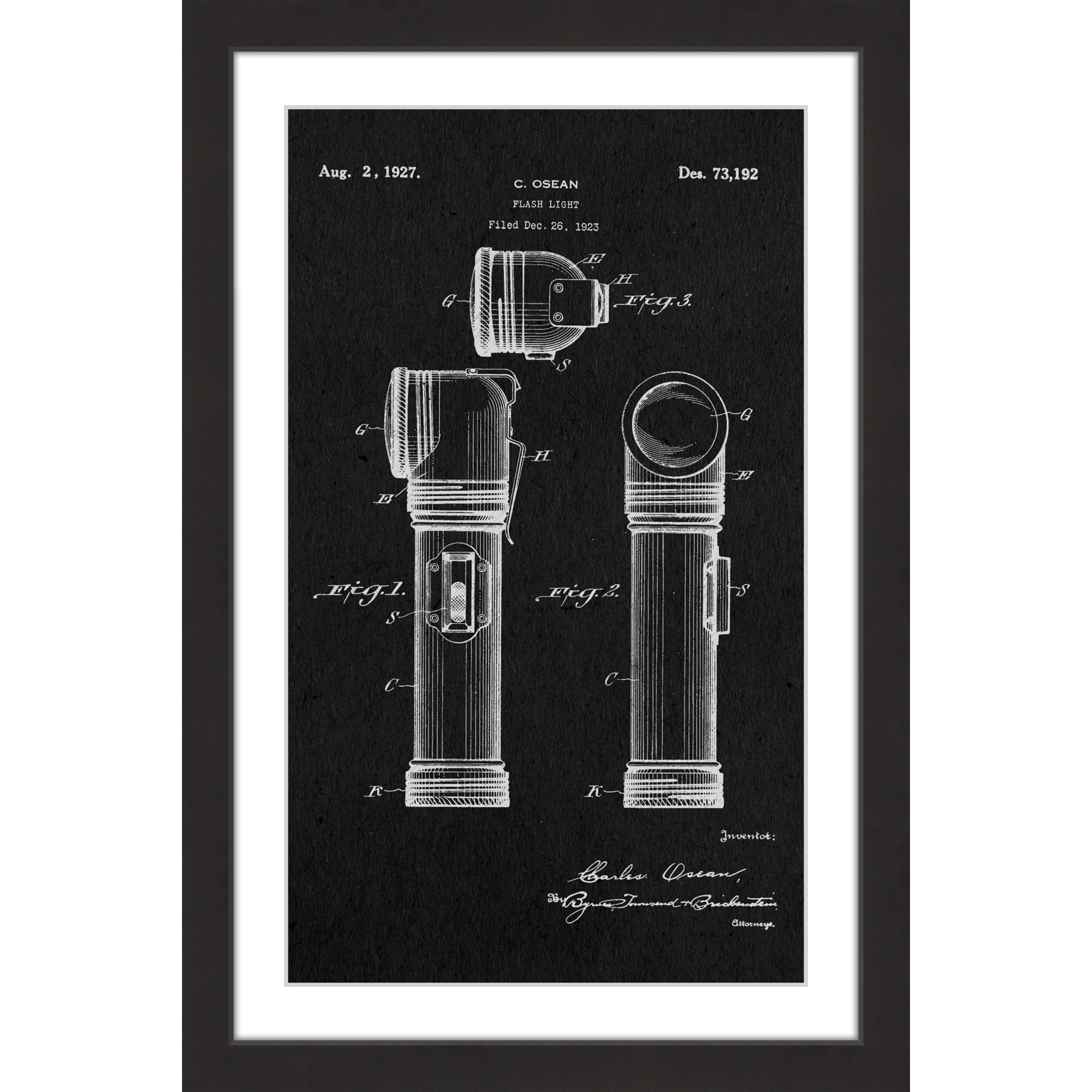 "Flashlight 1923 Black Paper" Framed Painting Print