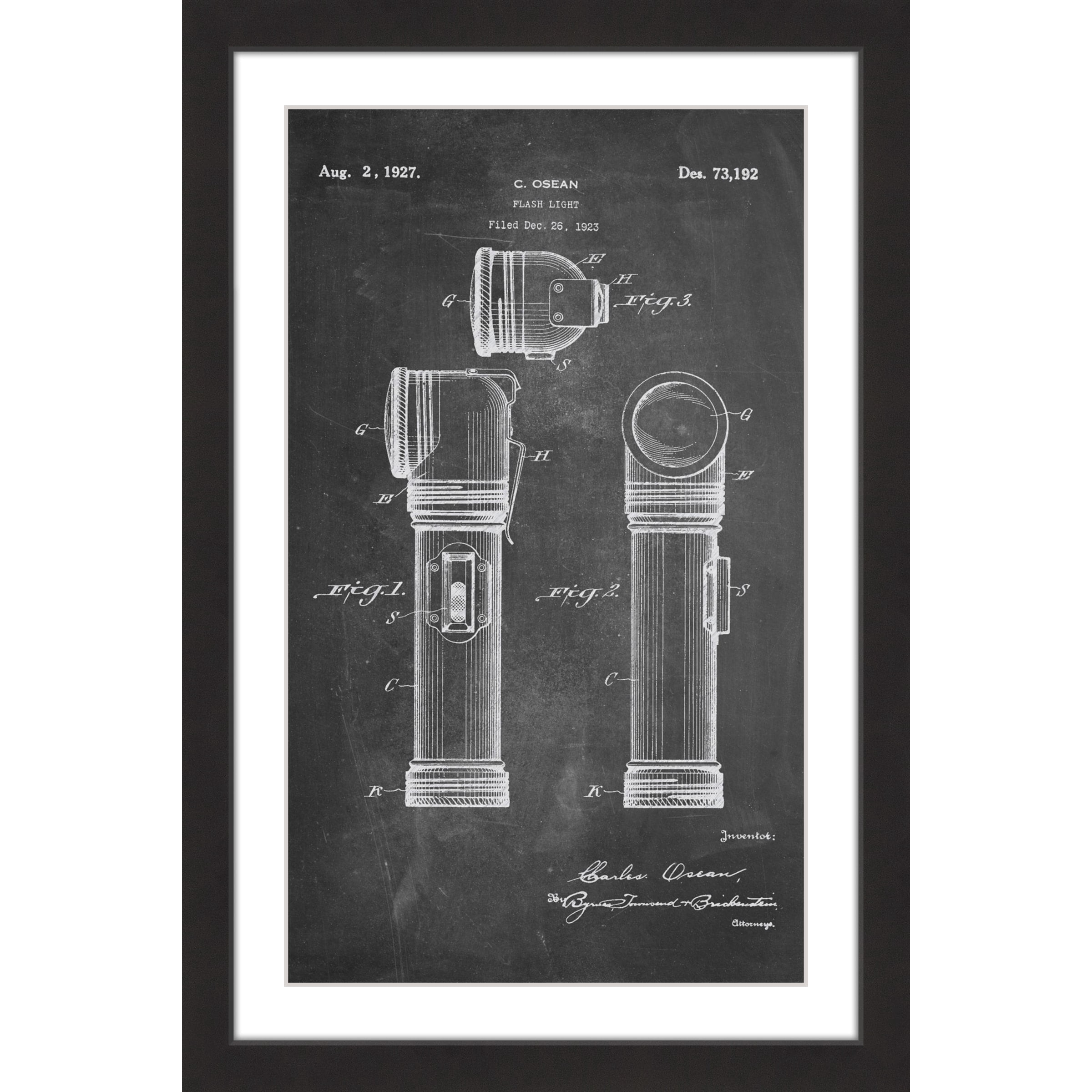 "Flashlight 1923 Chalk" Framed Painting Print