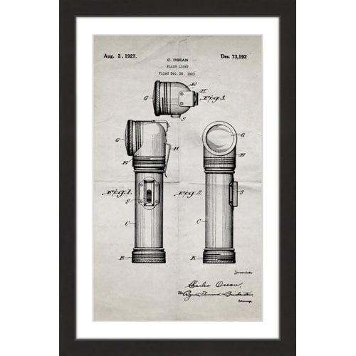 "Flashlight 1923 Old Paper" Framed Painting Print