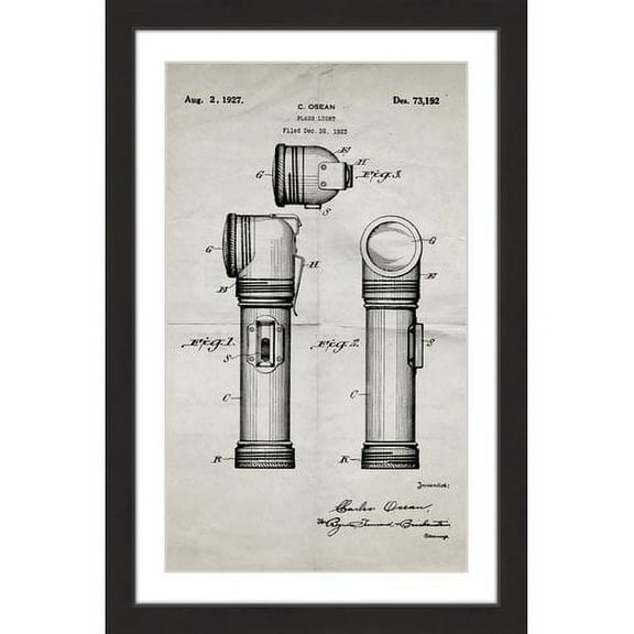 "Flashlight 1923 Old Paper" Framed Painting Print
