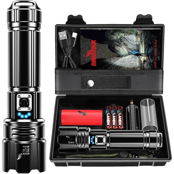 Flashlight 20000 High Lumens - 30W Bright Flash Light | 5000ft Beam & 12H Long Lasting C High Handheld Flashlight for , Camping, Hiking,