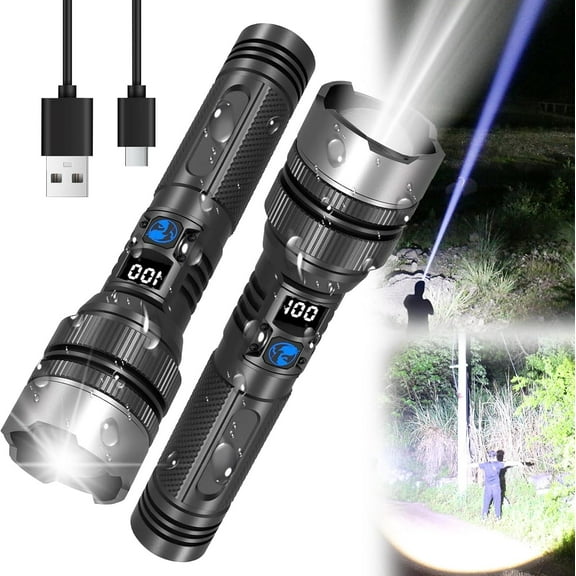 Flashlight, 2025 The Ultimate Survival Flashlight Pro, LED Flashlights High Lumens, USB Rechargeable Waterproof Handheld Flashlights, 5 Modes Torch with LED Digital Display