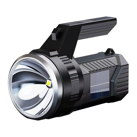 Flashlight Black Explosion Proof Flashlight with Solar USB Charging 600 Lumens Red White Light Modes Long Battery Life for Outdoor Industrial Use Black Single Piece JASKFLY