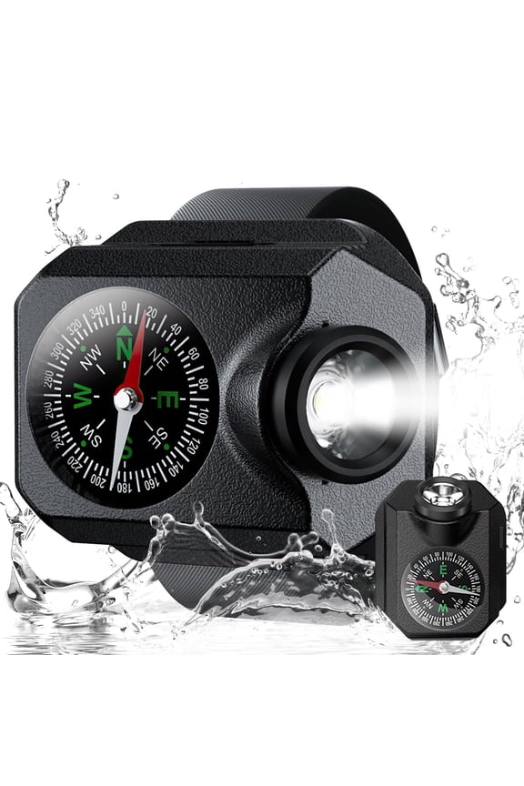 Flashlight Compass Wrist Watch, Wrist LED Watch with Compass, Outdoor Sports Waterproof Wristband Lamp, Rechargeable Flashlight for Running Biking Mountain Climbing Camping Hiking Patrol Hunting